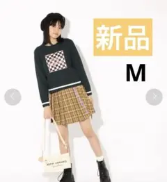 新品タグ付★repipi armario★チェックプリーツスカート　黄色