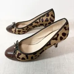 極美品★FABIO RUSCONI パンプス レオパード リボン ヒョウのサムネイル