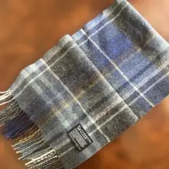 cashmere 混紡チェック柄大判マフラー、ストール