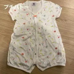 プチバトー　プリントショートロンパース　12ヶ月　74cm
