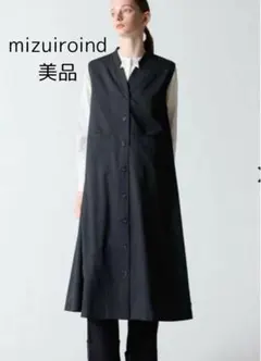 mizuiroindミズイロインド スタンドカラーフレアジレワンピース ブラック