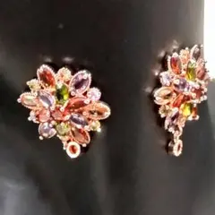 ピアス　トルマリンミックス　フラワー型