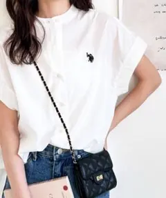 GeeRA別注 U.S. POLO ASSN. フレンチスリーブシャツ ホワイト