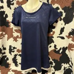 new balance ネイビー トップス　重ね着風