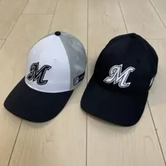 千葉ロッテマリーンズ キャップ キッズ 白(グレー) 黒セット