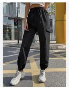 shein カジュアル　ポケット　パンツ　ブラック