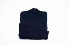 L ネイビー ユニクロ エクストラファインメリノ モックネック ニット セーター