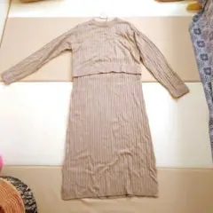 長袖ウォッシャブルリブニットワンピース(マタニティワンピース)