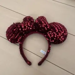 赤いスパンコール ミッキーマウスカチューシャ