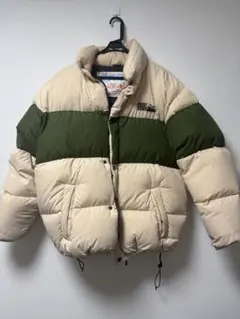 希少FIRST DOWN XLサイズ ダウンジャケット ベージュ/グリーン