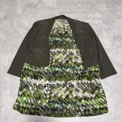 00s vintage 里麻 幾何学柄 ワンピース シアーボレロ y2k