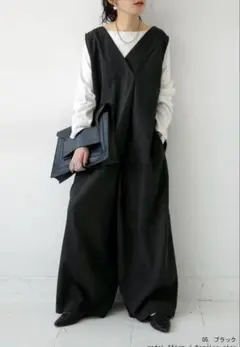 antiqua アンティカ サロペット オーバーオール ブラック