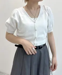 w closet ハート柄半袖ニットカーディガンのサムネイル