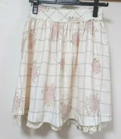 ロディスポット 花柄 チェック レース スカート Sサイズ 着画有