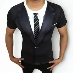 サラリーマン スーツ おもしろ Tシャツ 衣装 半袖 コスプレ グッズ (M)