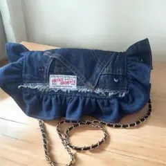ハンドメイド　デニムリメイク　デニムバッグ　ショルダーバッグ　サコッシュ　バッグ