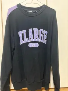 XLARGE クルーネック スウェット ブラック パープル Mサイズのサムネイル