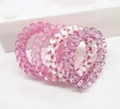 ピンク スプリングヘアゴム スパイラルヘアゴム コイルヘアゴム