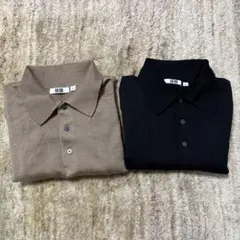 ユニクロU 長袖ポロシャツ　ニット　L セット　黒　beige UNIQLO U