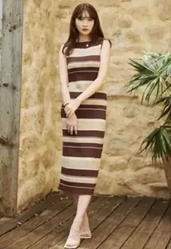 2025年最新】cotton striped ribbed knit dressの人気アイテム