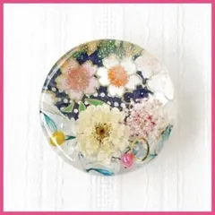 840可憐な♡レジンヘアゴム 青＆紫 うるみブーケ ビジューリング