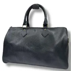 ラルフローレン ハンドバッグ ミニボストン レザー シボ革 ブラック