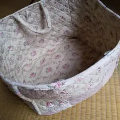 ami-brugge薔薇キルティングバッグ新聞小物収納花柄パッチワークバスケット