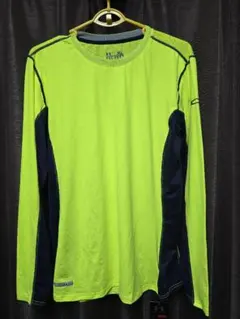 【新品】UNDER ARMOUR ヒートギア 長袖シャツ 蛍光グリーン/ネイビー