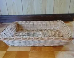 籐製長方形バスケット　収納　かご　インテリア　雑貨