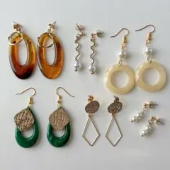 ☆お得なピアス6点セット☆ ゴールド パール 大ぶり 揺れる 毎日コーデに