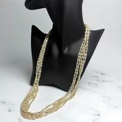 【極美品】本真珠 パール 5連 ネックレス ライス バロック シルバー 刻印