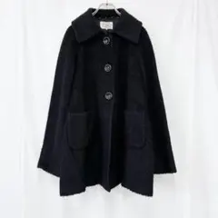 美品✨ アリスバーリー ウール混 ロング コート ブラック ビッグカラー 高級