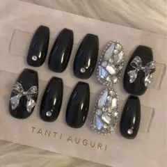 ♥㉙ブラック×ダイヤ ジェルネイルチップ♥ 【オーダーページ】