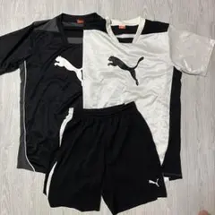 PUMA サッカーウェアセット Mサイズ 黒白　トレーニングウェア　ランニング