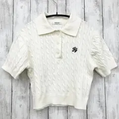 【 INGNI 】イング ケーブル半袖 ポロニット オフホワイト M
