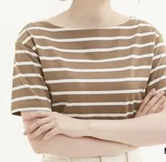 GU ボーダー Tシャツ 半袖 ブラウンのサムネイル