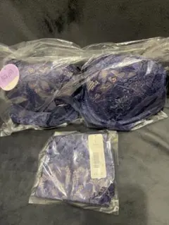 エメフィールC75 ネイビーレースブラジャーショーツセット Lサイズ