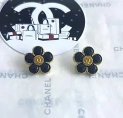 フラワーブラックボタン④　ヴィンテージ　アンティーク　シャネル