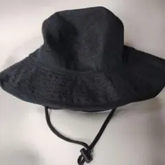 ブラック アウトドアハット 紐付き　ワイヤー入