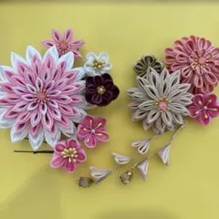 つまみ細工の髪飾り　１１点セット