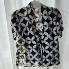 幾何学模様 甚平 95cm 夏　祭り　紺色