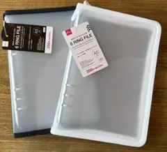 【本日発送】 A5 6リングファイル 黒 ホワイト シール帳 バインダー