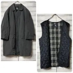 バーバリーロンドン ステンカラーコート ライナー付き ノバチェック 黒ブラック