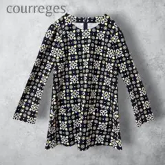 【courreges 】　花柄　総柄　チュニック　ブラック　38 ストレッチ有のサムネイル