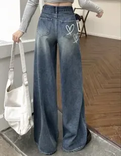 SHEIN　DAZY ハートプリント ルーズフィット ジーンズ レディース