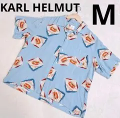 KARL HELMUT ハンバーガー柄　シャツ　レーヨン100 半袖　メンズM