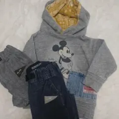 BREEZE ミッキーマウス フード付きトレーナー 80　デニム２点