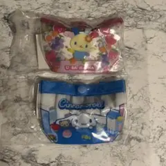 【2点セット】サンリオ プールバッグ風ミニポーチ2 ウサハナ・シナモンロール