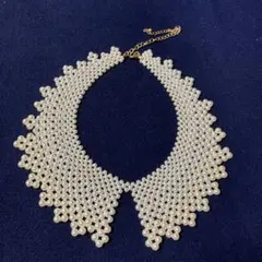 パール風　つけ襟　ネックレス