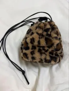 レオパード柄 ファー 巾着バッグ